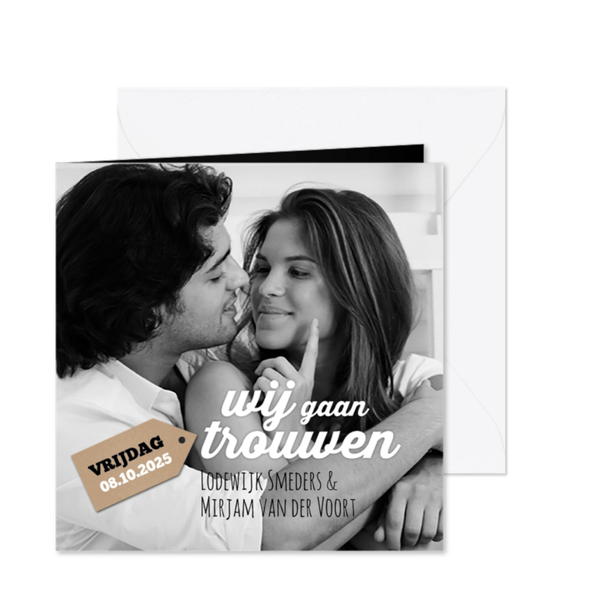 Grote foto kraft trouwkaart - Kaartimpressie