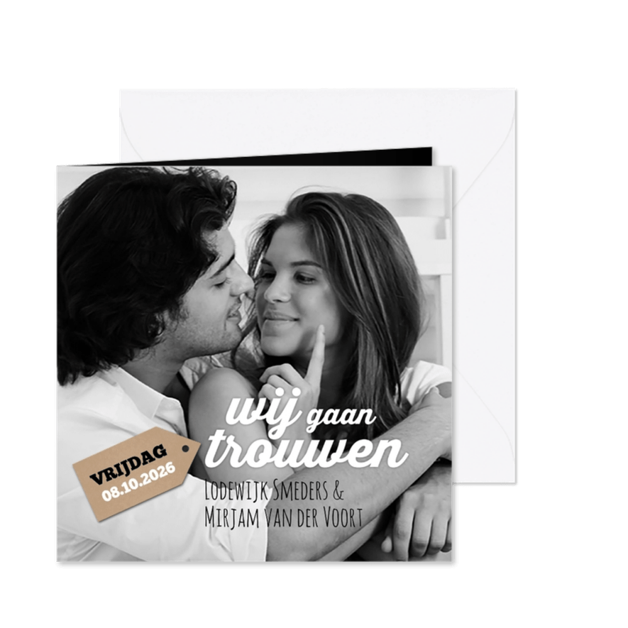 Grote foto kraft trouwkaart - Kaartimpressie
