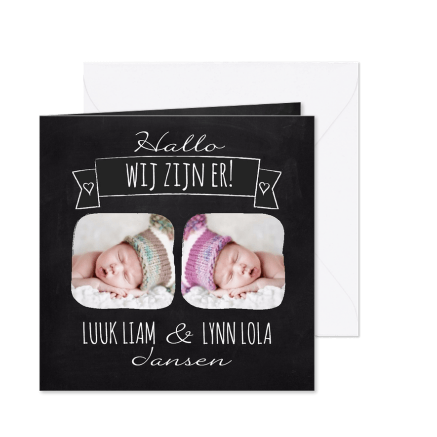 Hallo tweeling krijtbord-isf - Kaartimpressie