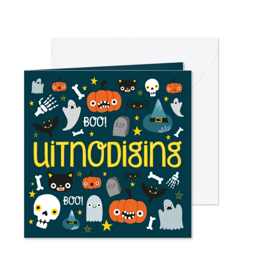 Halloween uitnodiging met illustratie - Kaartimpressie