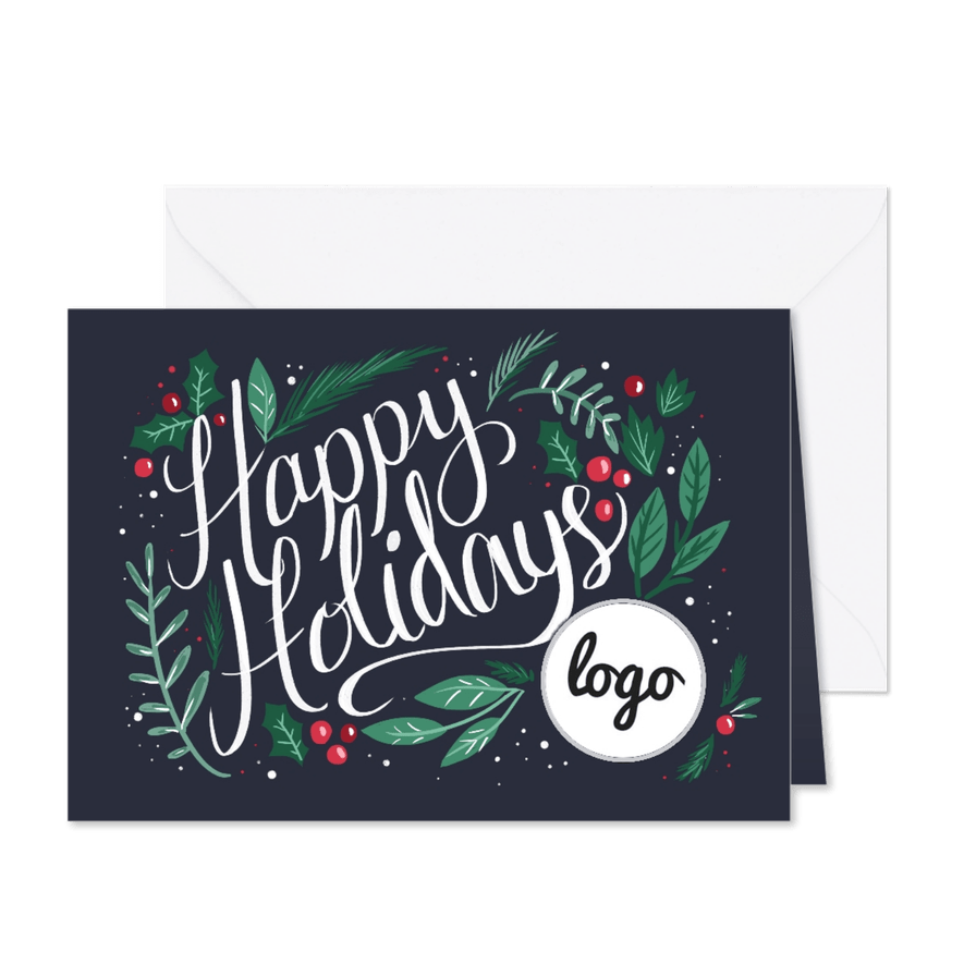 Happy Holidays met logo - Kaartimpressie