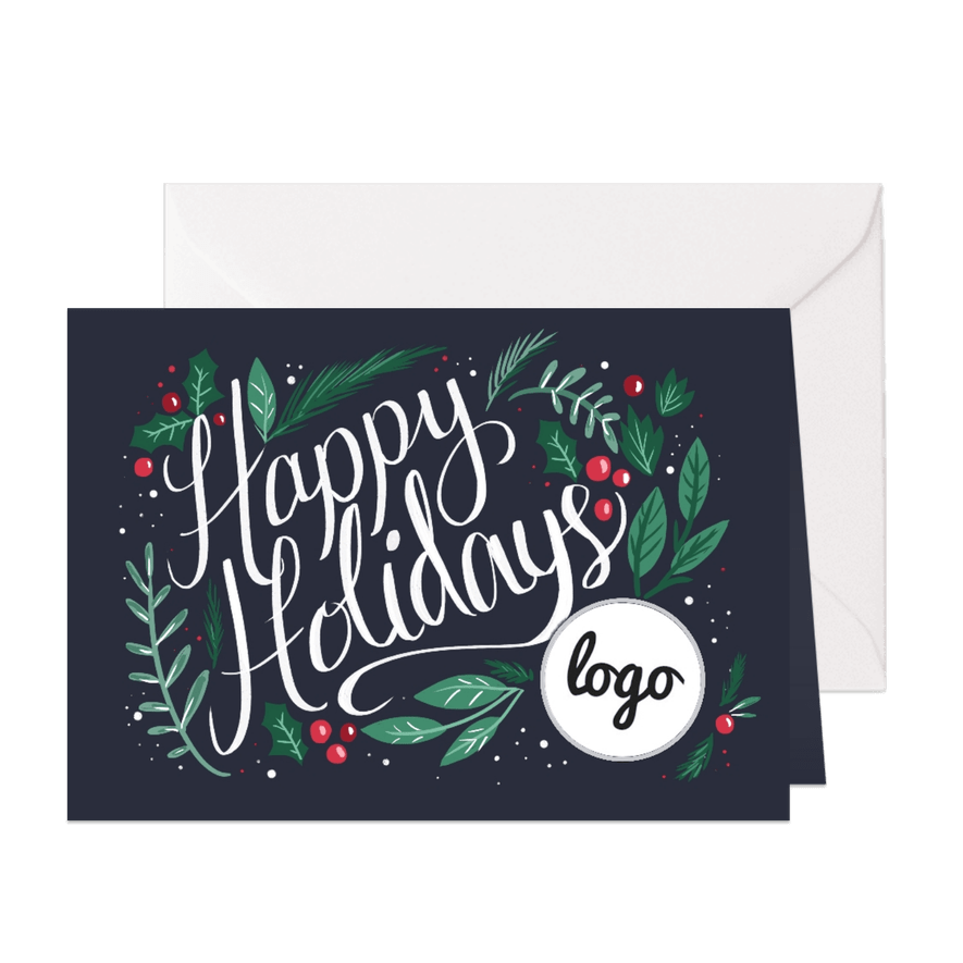 Happy Holidays met logo - Kaartimpressie