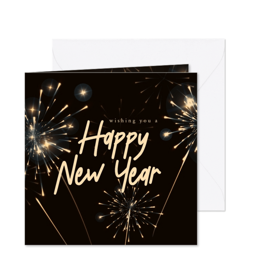 Happy new year - fireworks -nieuwjaarskaart - Kaartimpressie