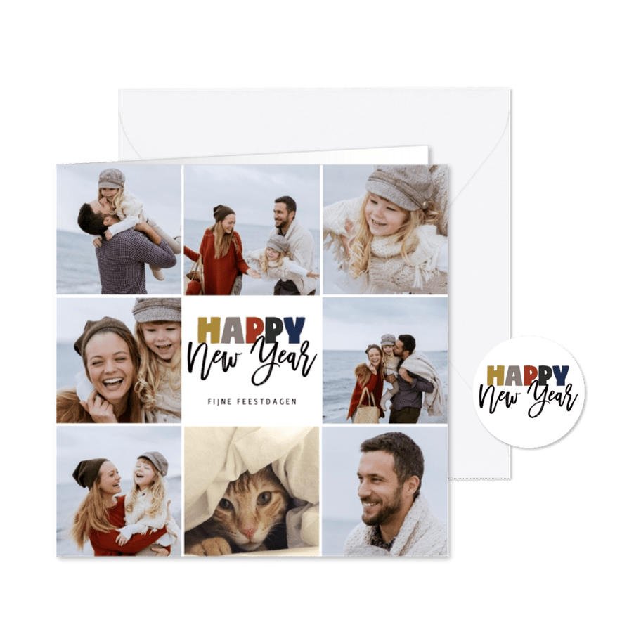 Happy New Year kerstkaart collage - Kaartimpressie