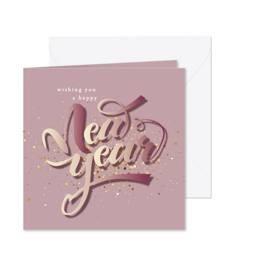 Happy New Year - Typo - Nieuwjaarskaart - Kaartimpressie