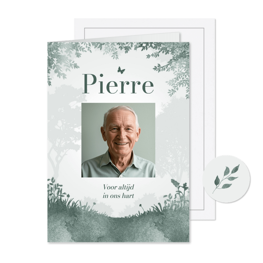 Herinneringskaart natuur bos waterverf afscheid uitnodiging  - Kaartimpressie