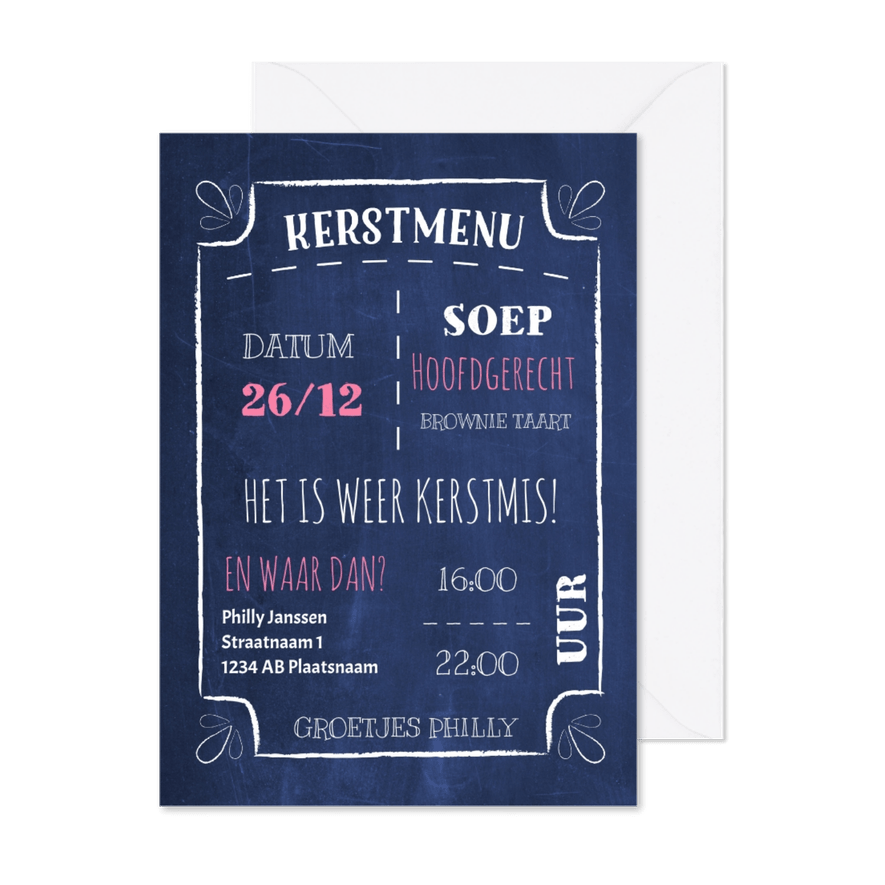 Het is weer Kerstmis uitnodiging - Kaartimpressie