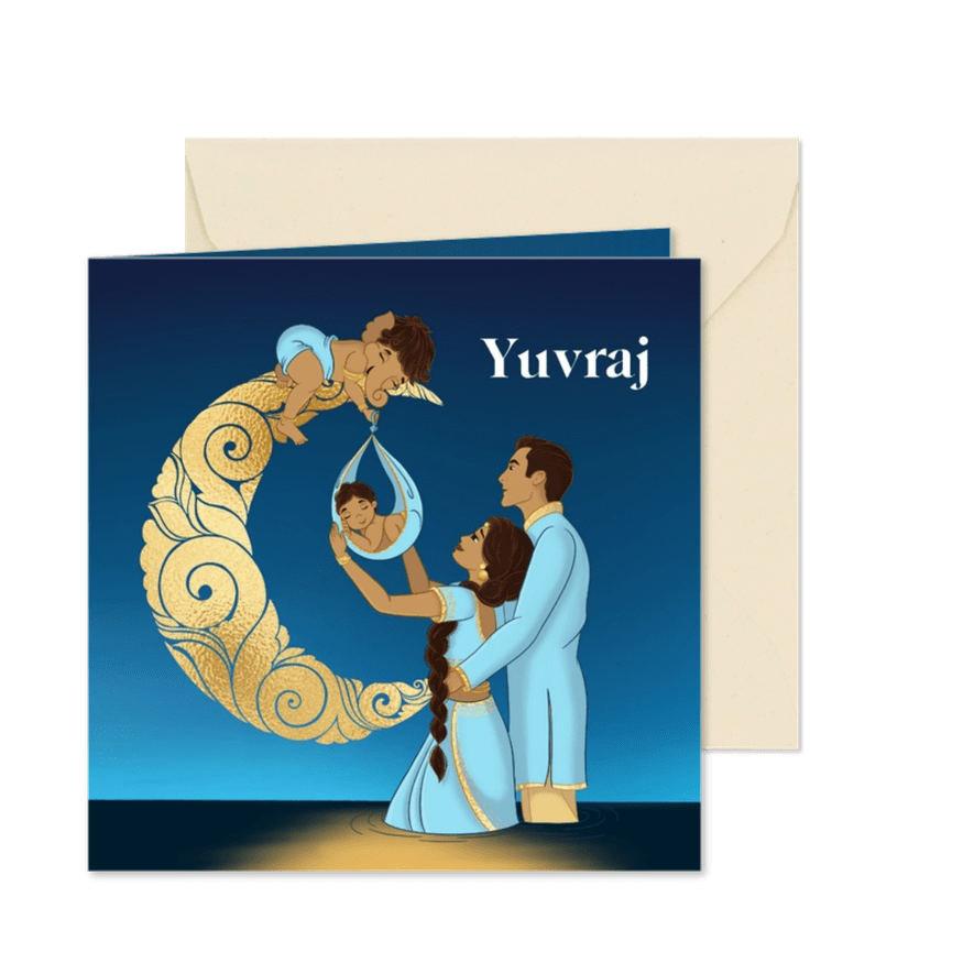 Hindoestaans geboortekaartje met baby Ganesha - Kaartimpressie