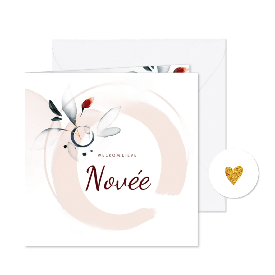 Hip aquarel geboortekaartjes meisje bloemen krans - Kaartimpressie
