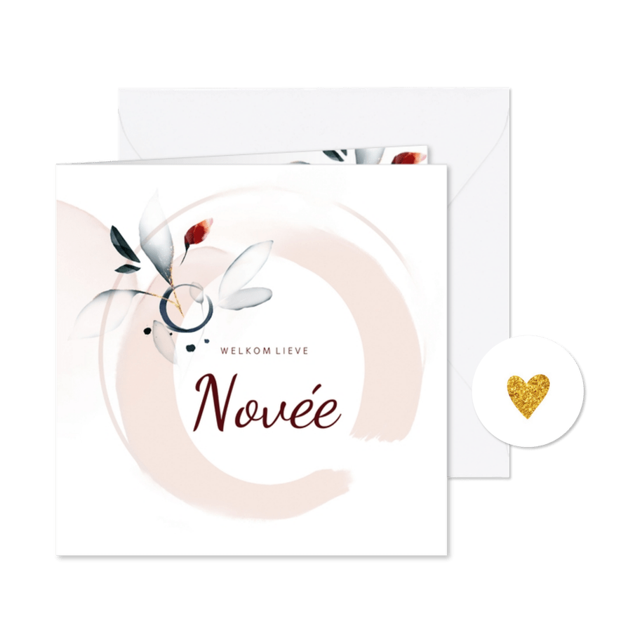 Hip aquarel geboortekaartjes meisje bloemen krans - Kaartimpressie