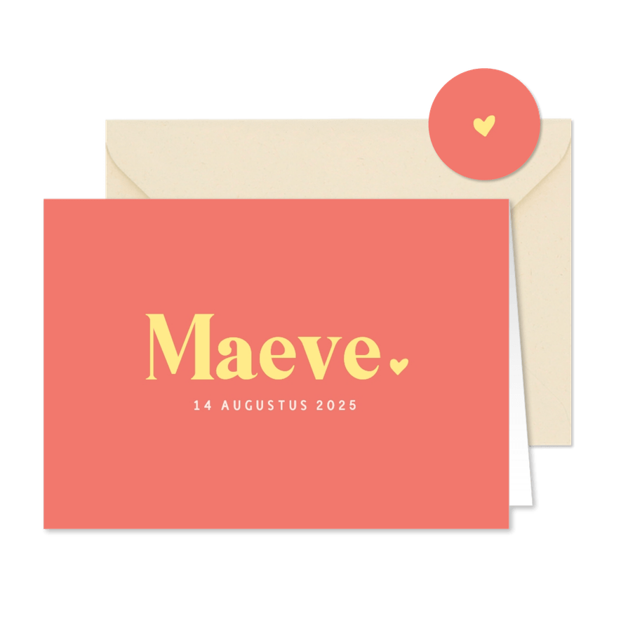 Hip geboortekaartje meisje met naam - Kaartimpressie