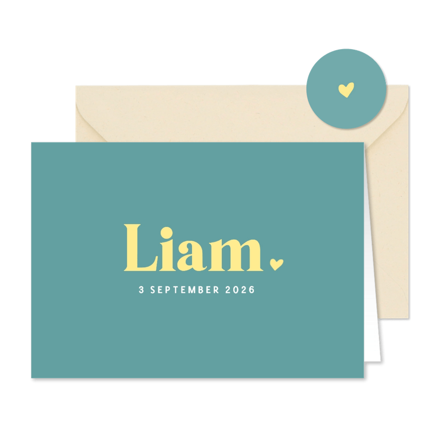 Hip minimalistisch geboortekaartje voor een jongen met naam - Kaartimpressie