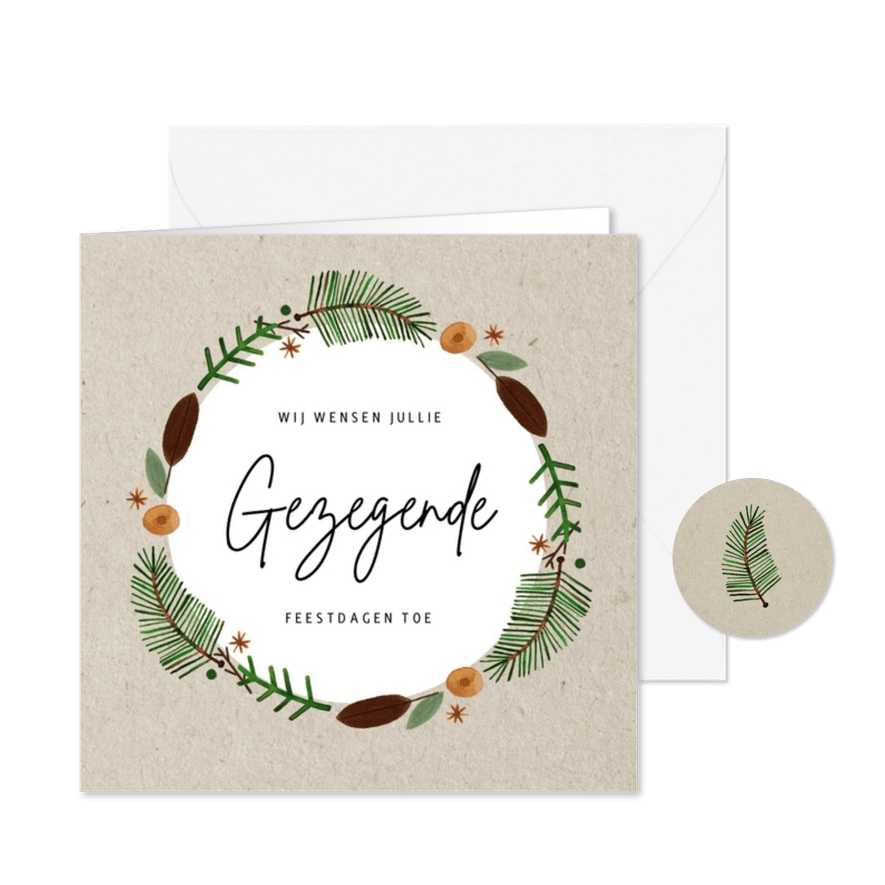 Hippe christelijke nieuwjaarskaart gezegende dagen takjes - Kaartimpressie