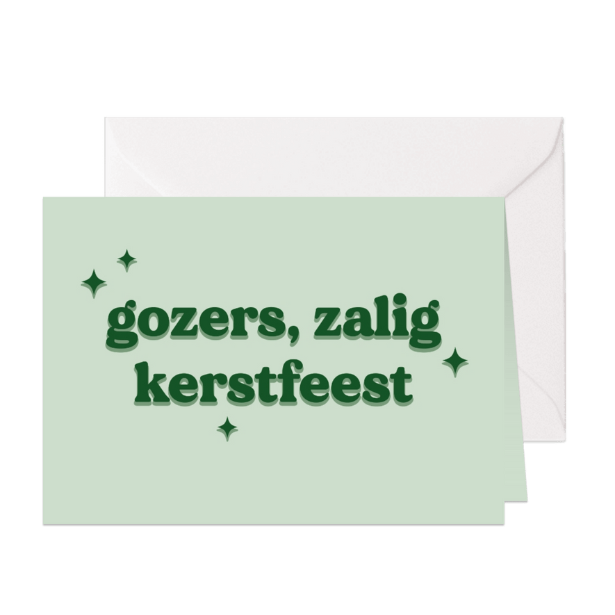 Hippe groene kerstkaart vrolijk kerstfeest gozers - Kaartimpressie