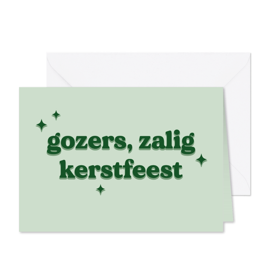 Hippe groene kerstkaart vrolijk kerstfeest gozers - Kaartimpressie