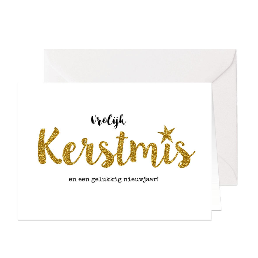 Hippe kerstkaart goud kerstmis ster - Kaartimpressie