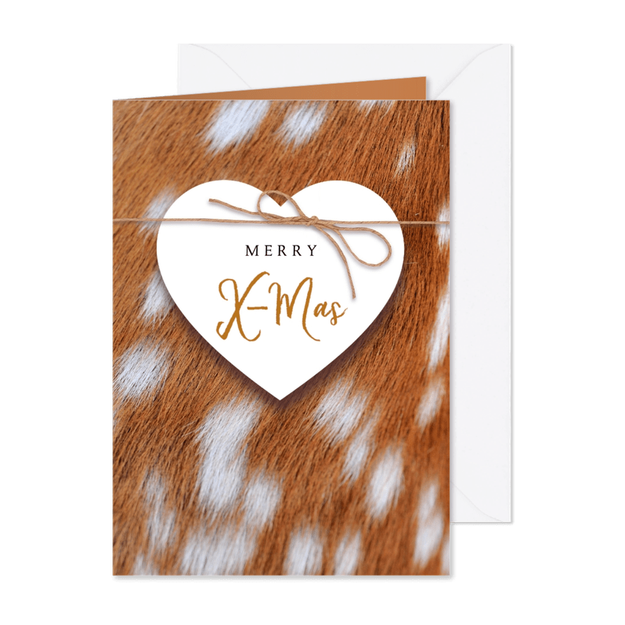 Hippe kerstkaart met een hertenvacht - Kaartimpressie
