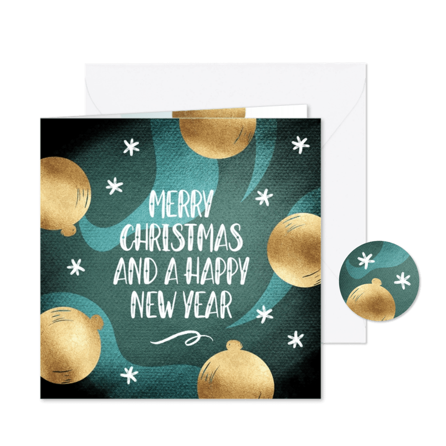 Hippe kerstkaart vrolijke kerstballen - Kaartimpressie