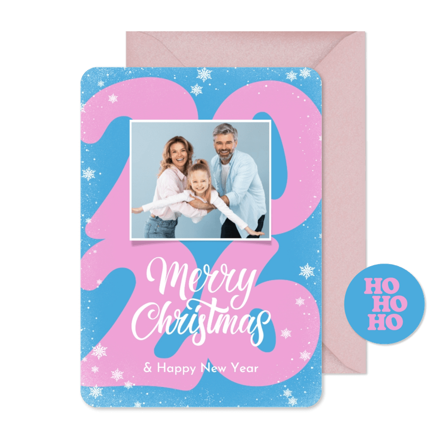 Hippe moderne kerstkaart grafisch 2026 color blocking - Kaartimpressie