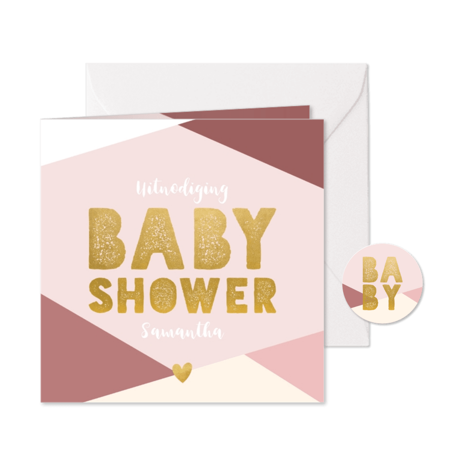 Hippe uitnodiging voor een babyshower met gekleurde vlakken  - Kaartimpressie