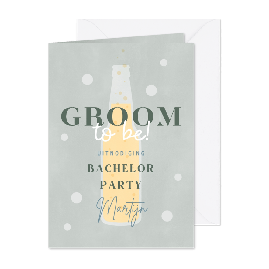 Hippe uitnodiging vrijgezellenfeest man bier Groom to be! - Kaartimpressie