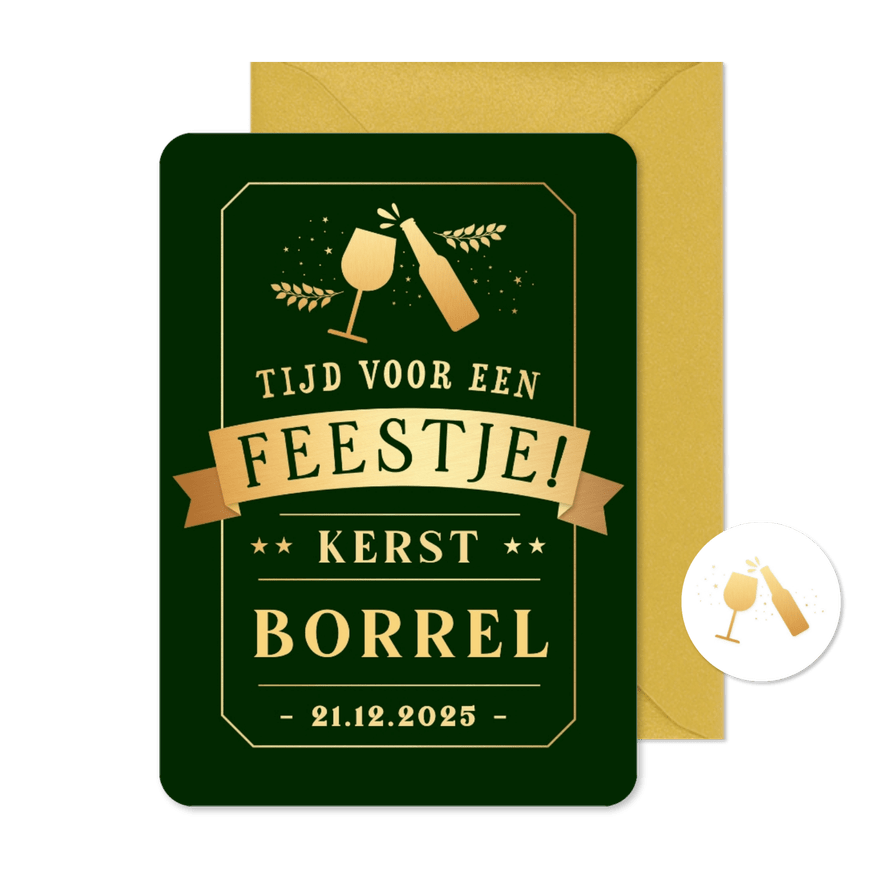 Hippe uitnodiging zakelijke kerstborrel in krijtbord stijl - Kaartimpressie