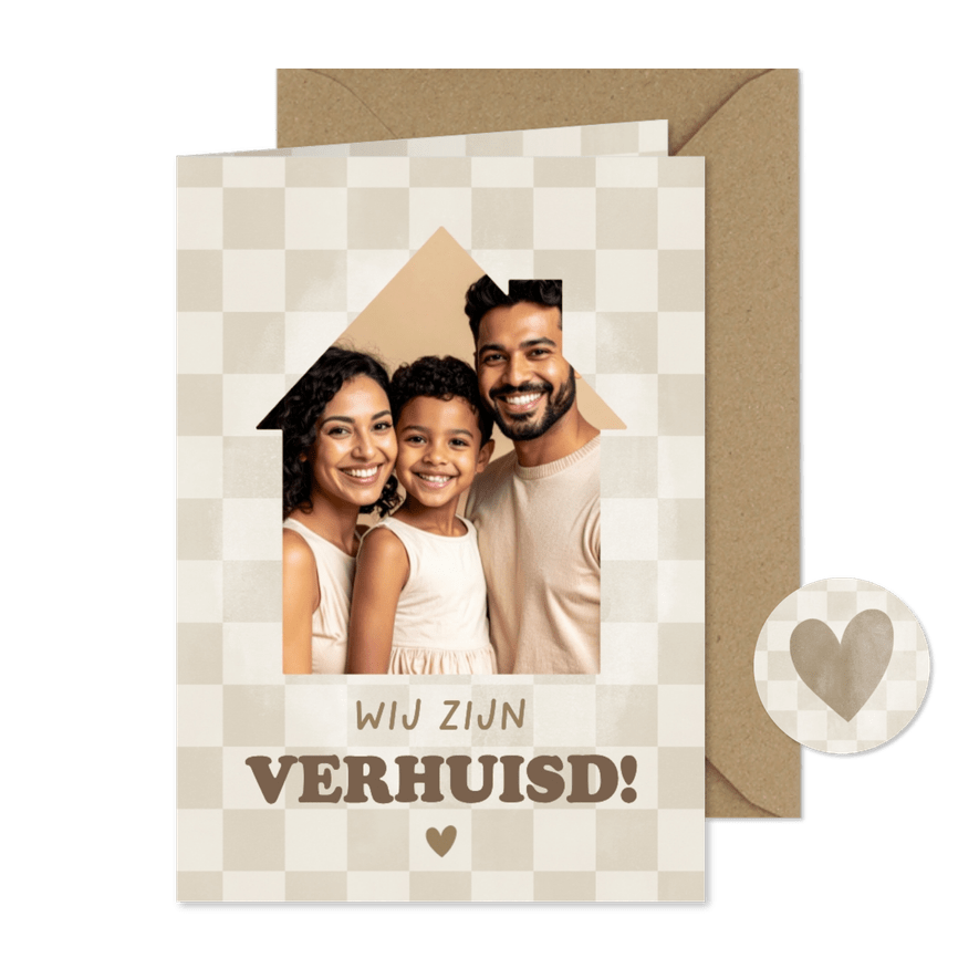 Hippe verhuiskaart blokjes foto in huisje wij zijn verhuisd - Kaartimpressie