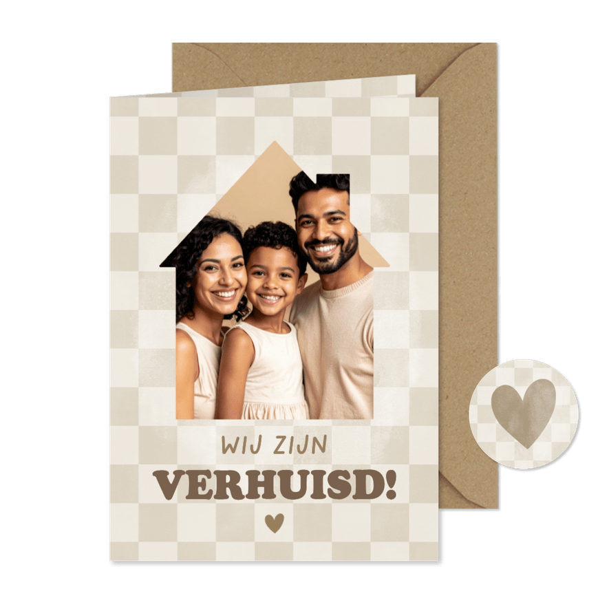 Hippe verhuiskaart blokjes foto in huisje wij zijn verhuisd - Kaartimpressie