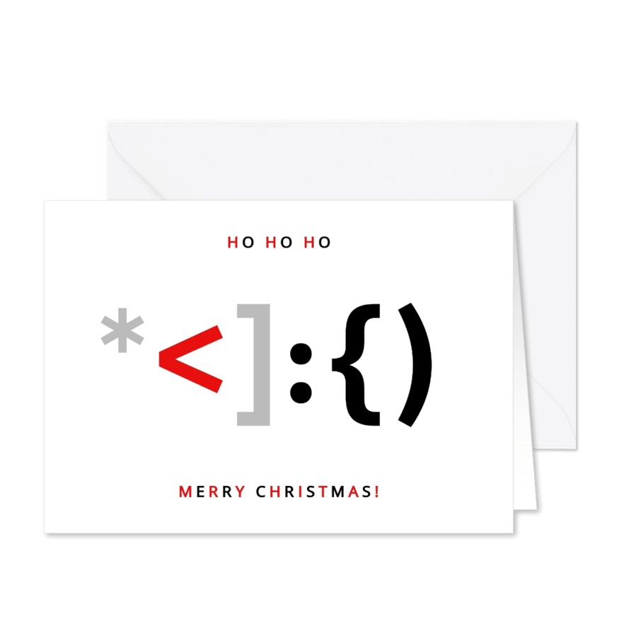 Hippe zakelijke kerstkaart ICT met kerstman in tekens - Kaartimpressie