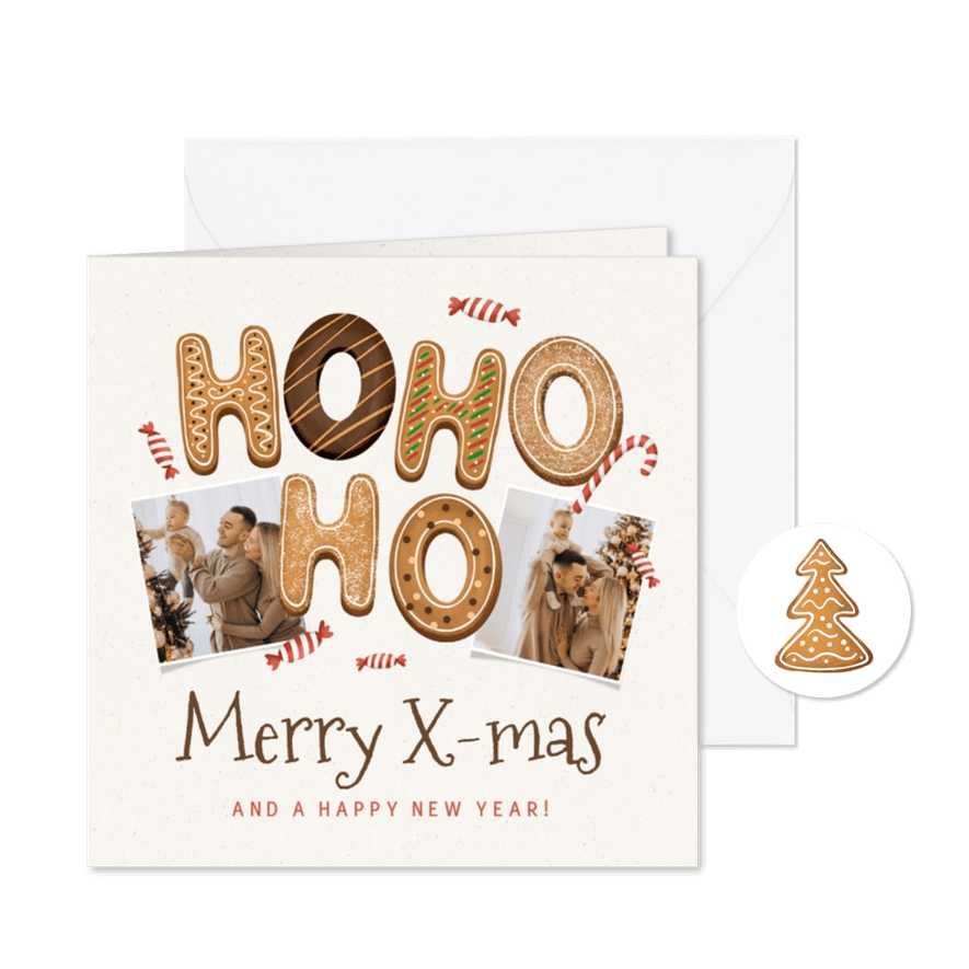 Ho ho ho kerstkaart koekjes snoep merry christmas - Kaartimpressie