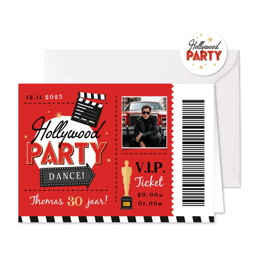 Hollywood vintage ticket uitnodiging oscar film VIP - Kaartimpressie