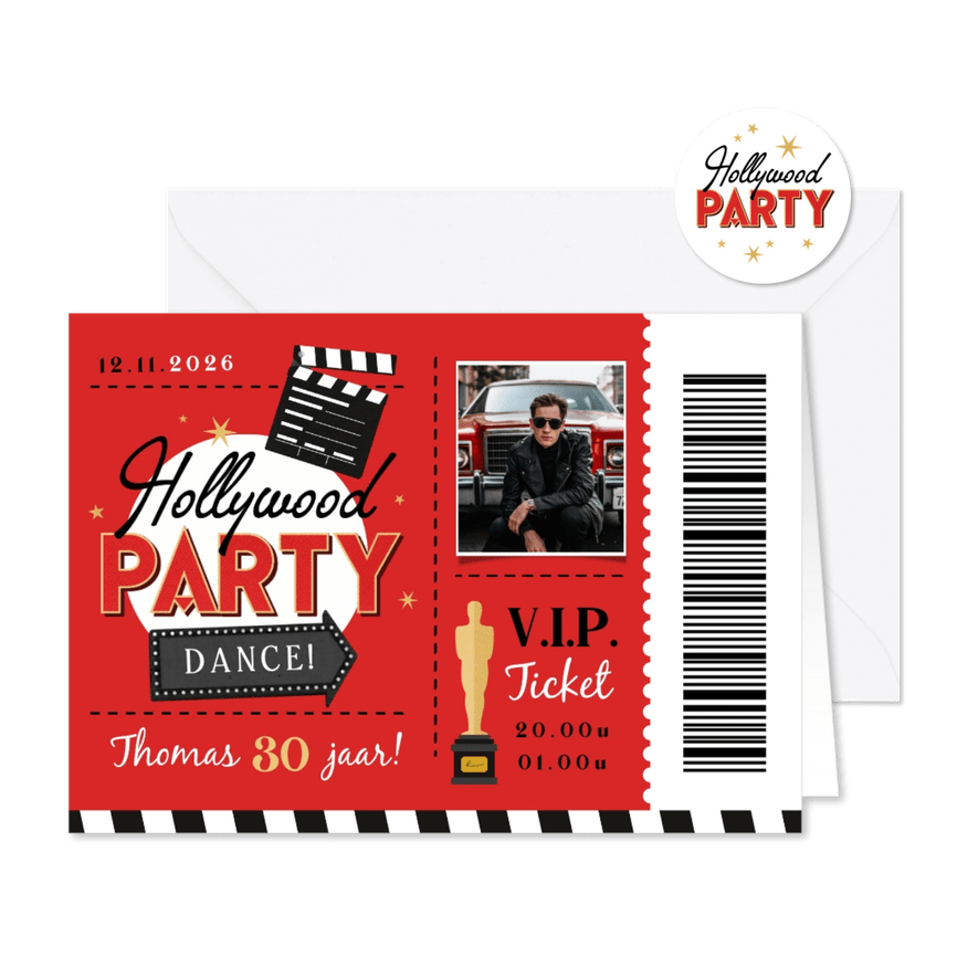 Hollywood vintage ticket uitnodiging oscar film VIP - Kaartimpressie