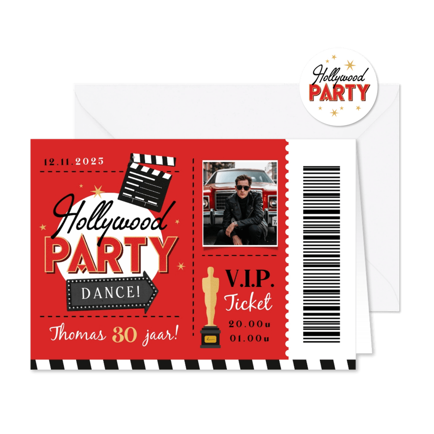 Hollywood vintage ticket uitnodiging oscar film VIP - Kaartimpressie