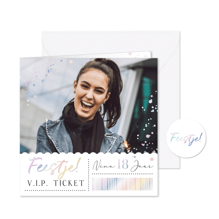 Holografische uitnodigingskaart foto feestje ticket - Kaartimpressie