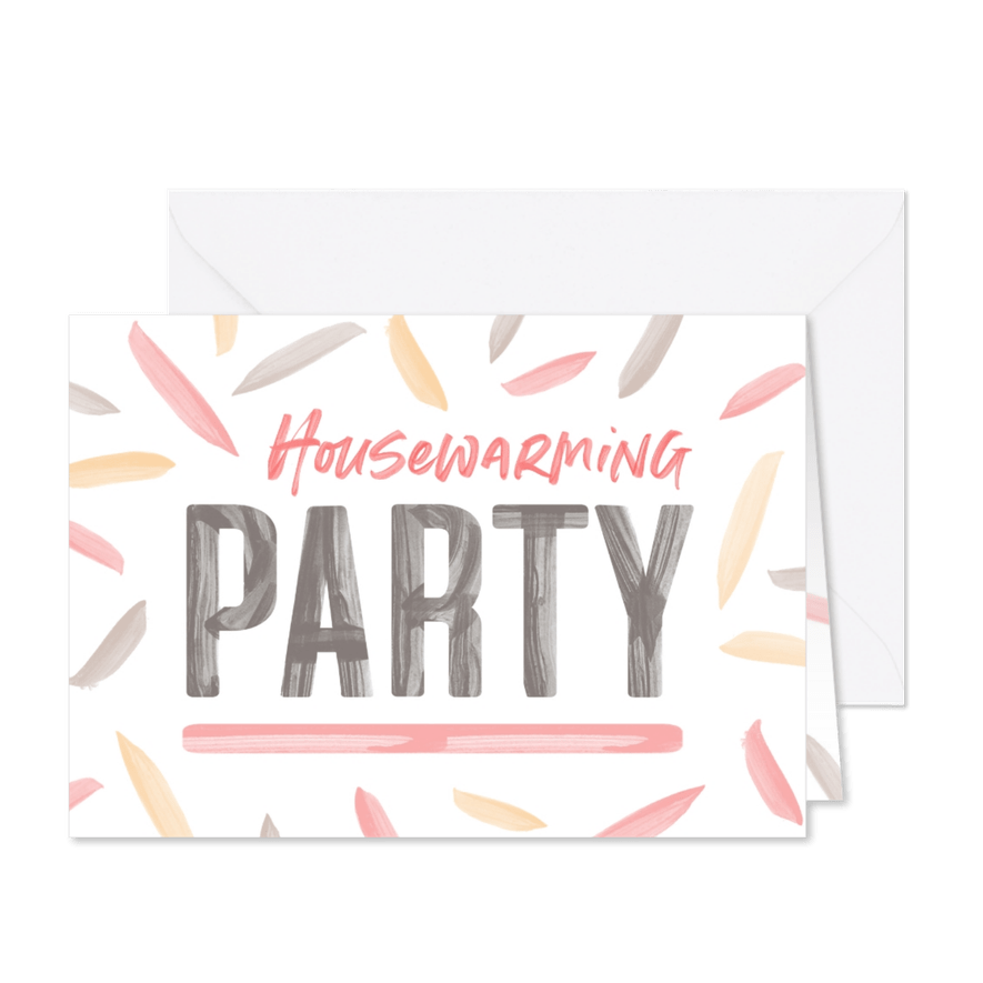 Housewarming uitnodiging verfletters - Kaartimpressie