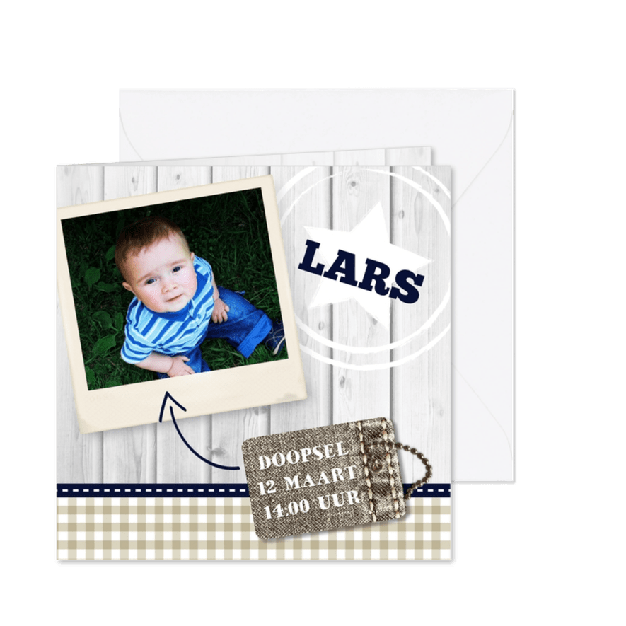 Hout met Label doop blauw - BK - Kaartimpressie