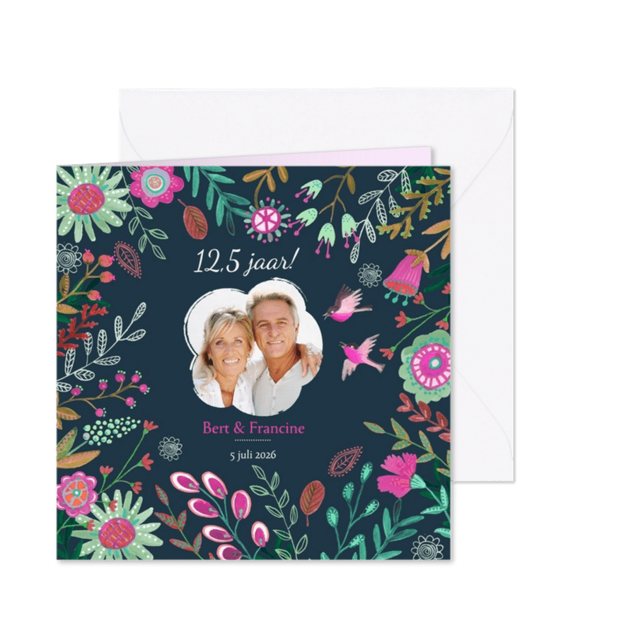Huwelijks jubileum 12,5 jaar bloemen - Kaartimpressie