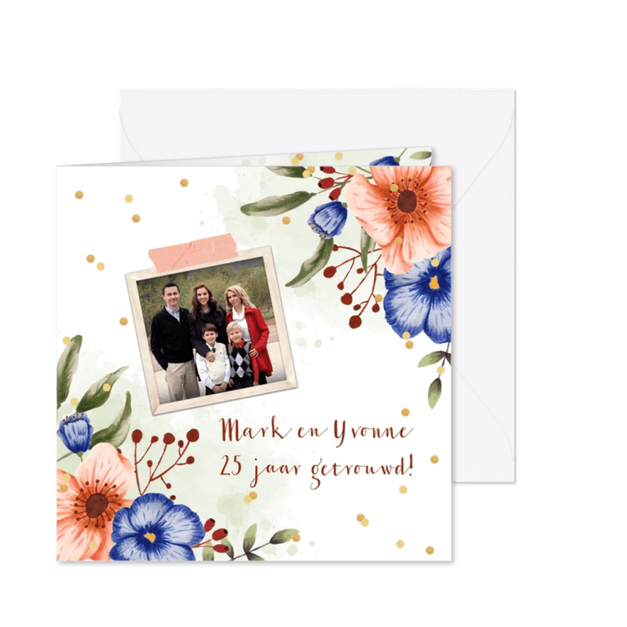 Huwelijksjubileum bloemen eucalyptus foto's - Kaartimpressie