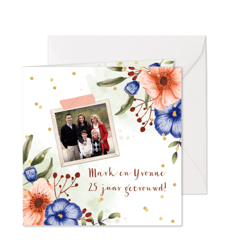Huwelijksjubileum bloemen eucalyptus foto's - Kaartimpressie
