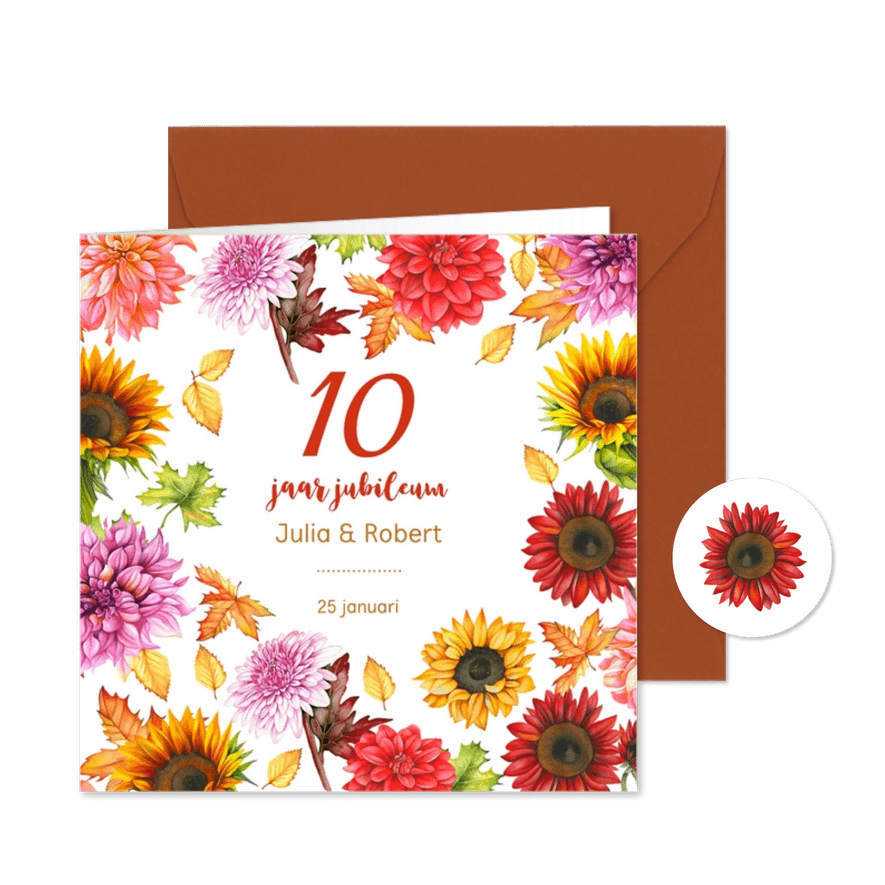 Huwelijksjubileum herfstbloemen - Kaartimpressie
