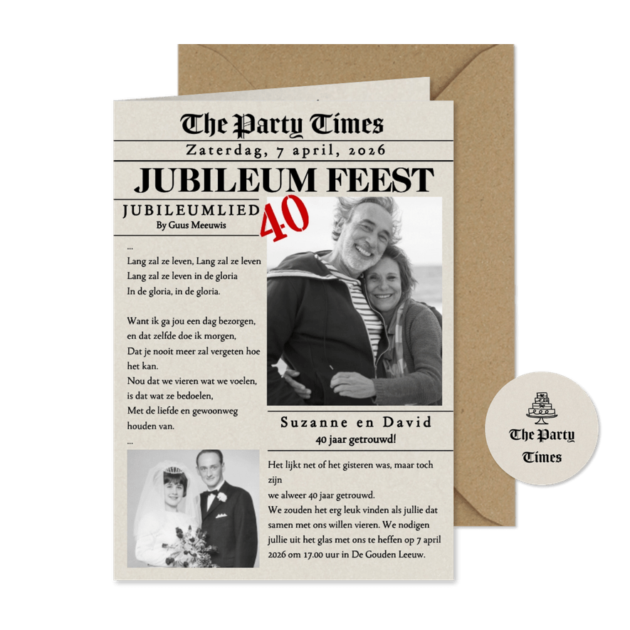 Huwelijksjubileum krant Foto 40 Jaar - Kaartimpressie