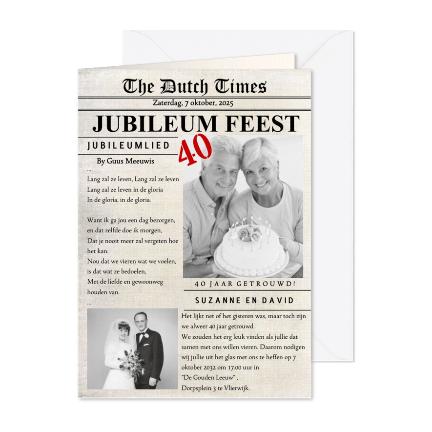 Huwelijksjubileum krant Foto xx Jaar - Kaartimpressie