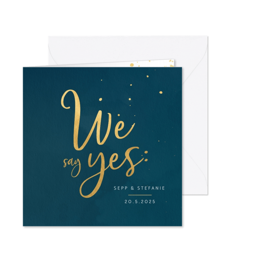 Huwelijkskaart met waterverf en spatten - Kaartimpressie