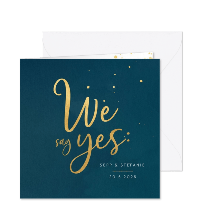 Huwelijkskaart met waterverf en spatten - Kaartimpressie