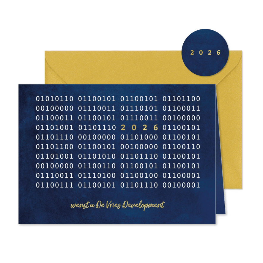 ICT Kerstkaart met binaire code en jaartal - Kaartimpressie