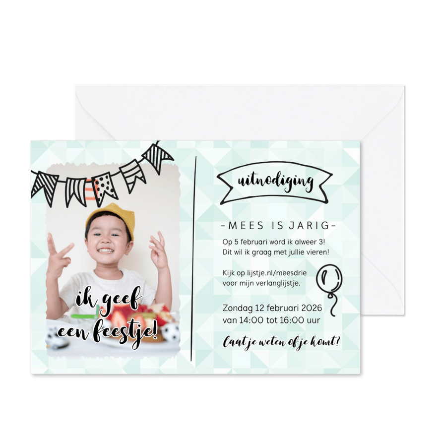 Ik geef een feestje - met foto - Kaartimpressie