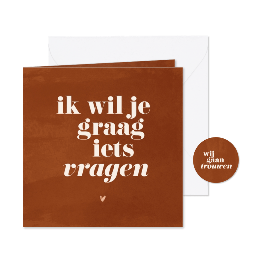 Ik wil je graag iets vragen waterverf trouwkaartje - Kaartimpressie