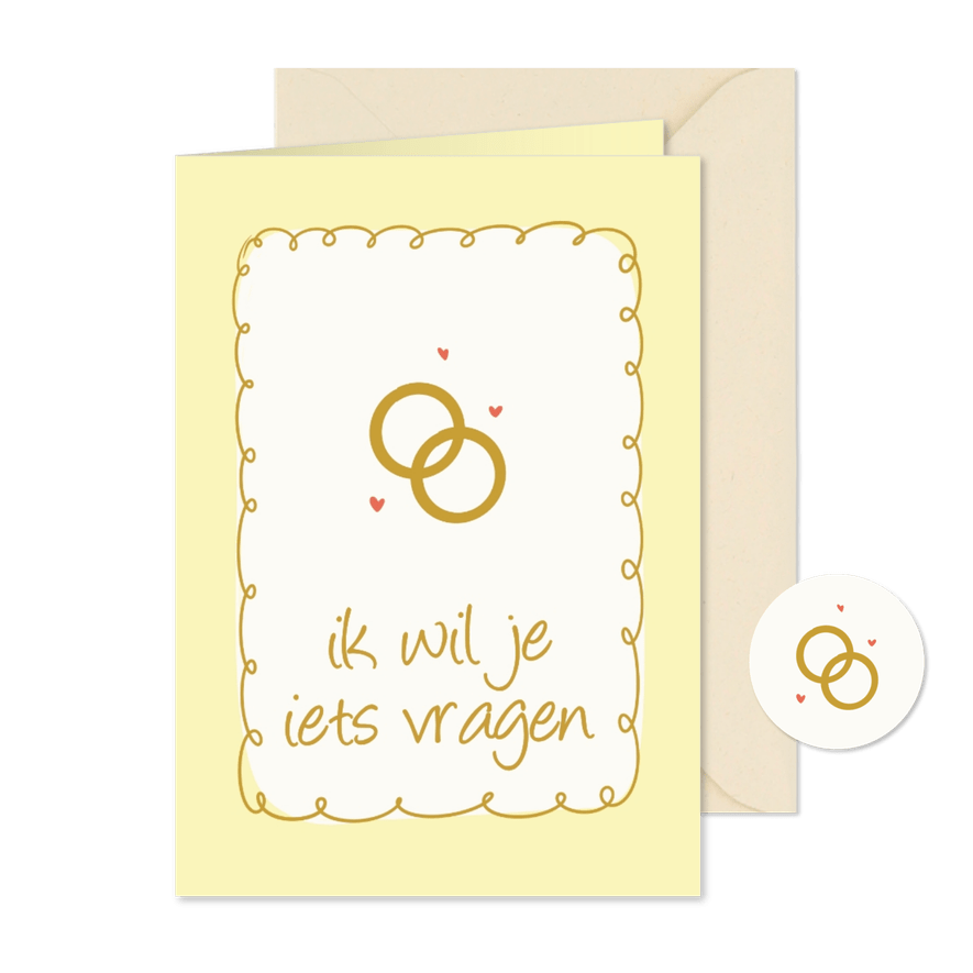 Ik wil je iets vragen getuige kaartje geel met ringen - Kaartimpressie