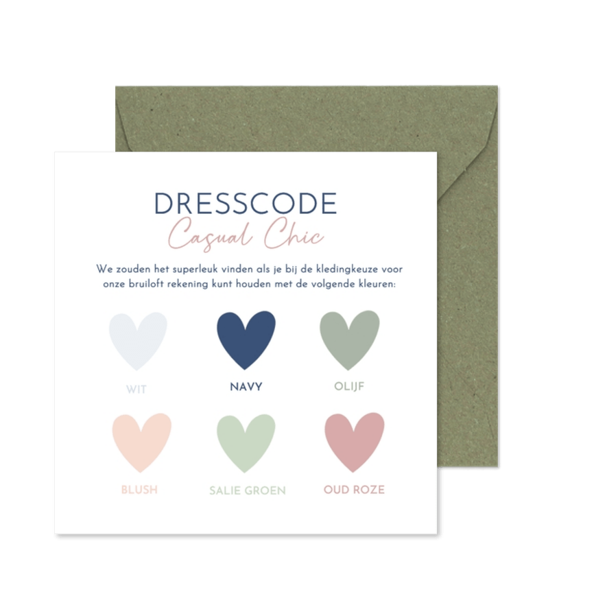 Insteek kaartje met dresscode tips voor een bruiloft - Kaartimpressie