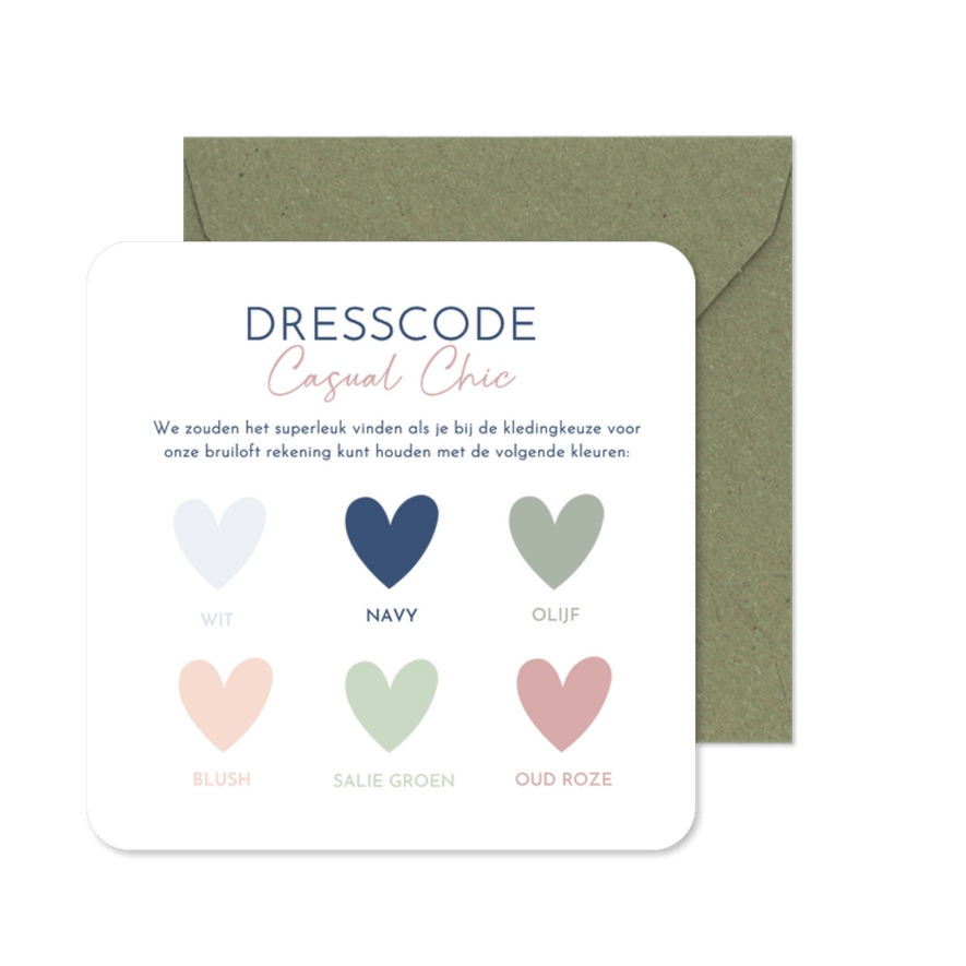 Insteek kaartje met dresscode tips voor een bruiloft - Kaartimpressie